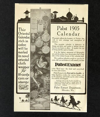 1904 Pabst Advertisement 1905 Calendar Persian Oriental Art Antique Print AD