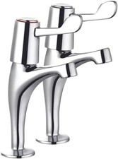 Cronus High Neck Kitchen Pillar Taps – Chrome Double Knob Design,