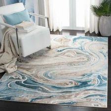 Contemporary Transitional Abstract Sculptured Blue Area Rug *FREE SHIPPING*
