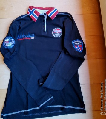 Poloshirt Rugby Shirt NEBULUS Damen Größe S Schwarz Langarm Mit Emblemen