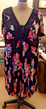 NWT Torrid Mini Gauze Lace Up Skater Dress Black Floral Crochet size 3  3x 22/24