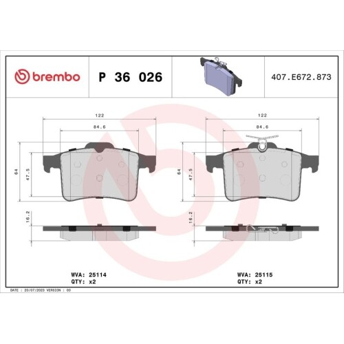 Kit Pastiglie Freno Freno A Disco Brembo P36026 Prime Line per Jaguar