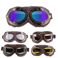 Cycling Bike Goggles Leather Vintage Retro Windproof Glasses BMX MTB XC Eyewear