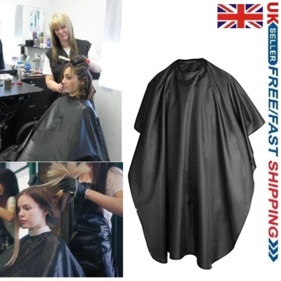 Professional Hair Cutting Apron Salon Cape Barber Gown Hairdressing Cut Black UK