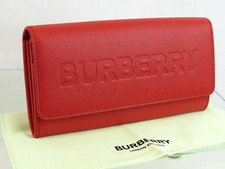  680 BURBERRY PORTER RED LOGO EMBOSSED LEATHER FLAP CONTINENTAL CLUTCH WALLET