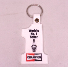 Champion Spark Plugs #1 Vintage Keyring Keychain White Plastic
