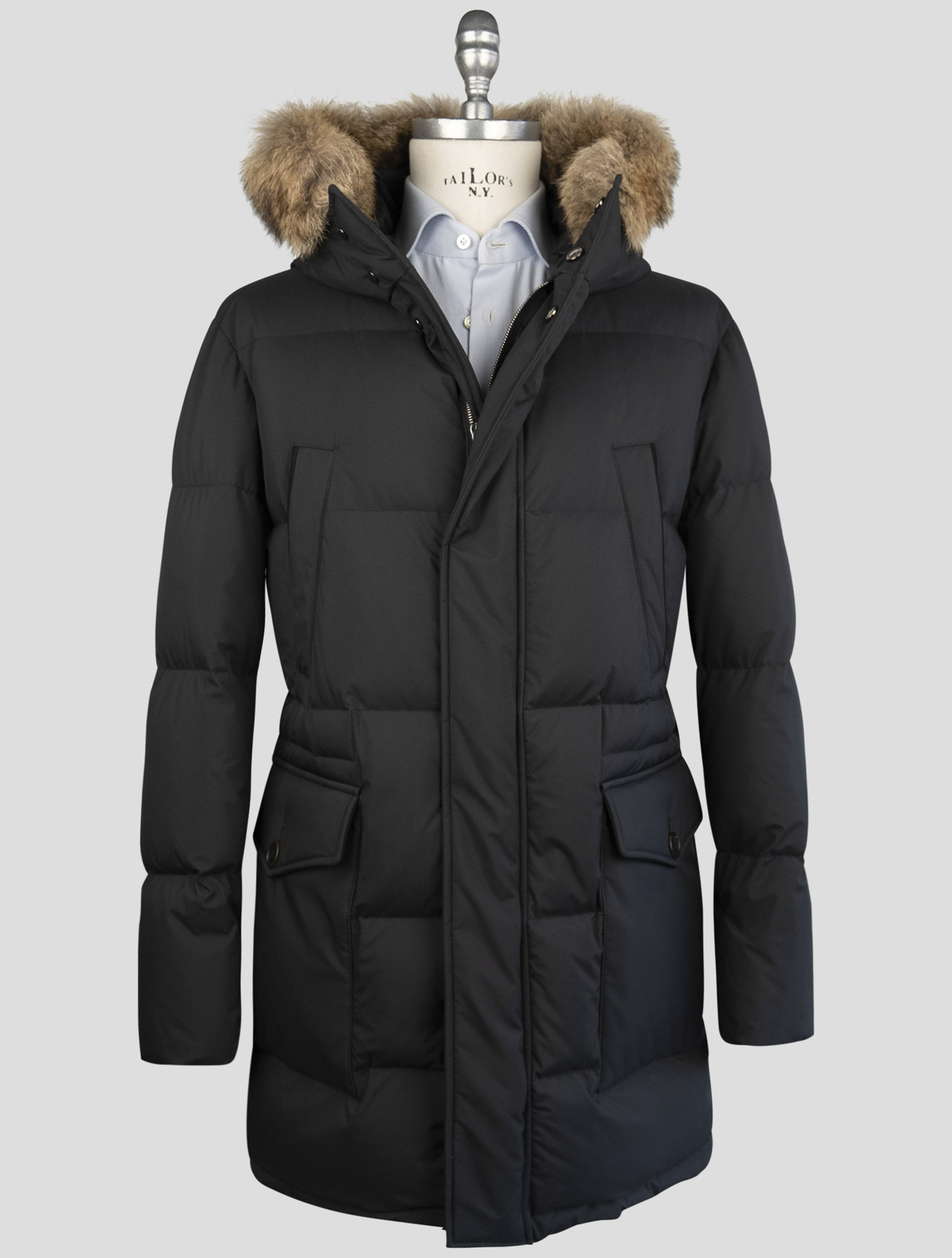 НОВОЕ ПАЛЬТО CESARE ATTOLINI BLUE СО ВСТАВКАМИ ИЗ МЕХА ЕНОТА PL US 42 - EU 52 CA50 500890₽