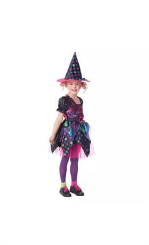 Sequin Witch Dress & Hat Child Kids Costume Dress Up Halloween Large Polka Dots - Picture 7 of 7