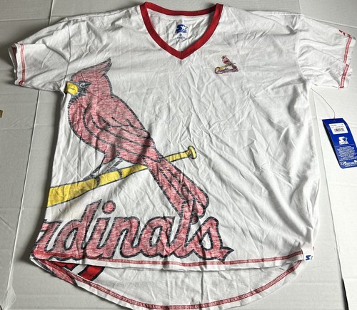 Women's Starter White St. Louis Cardinals Perfect Game V-Neck T-Shirt Medium