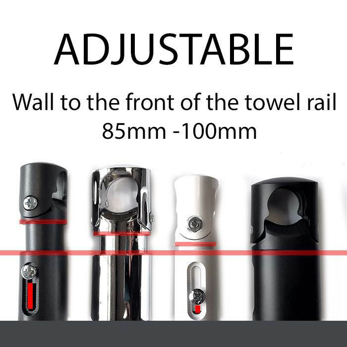 Clamp Replacement Brackets in Matt Black Heated Towel Rail Flat