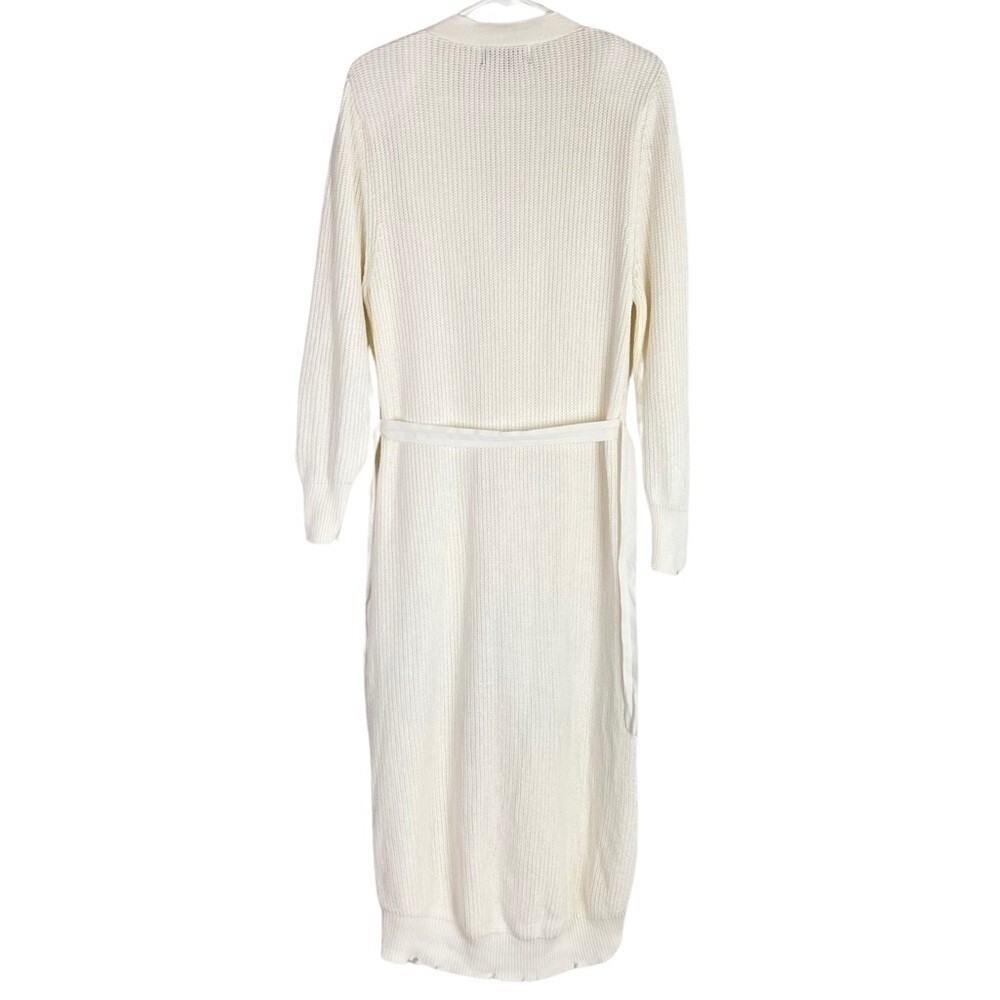 Ser.O.Ya Distressed Cardigan Sweater Maxi Dress Womens XS White Long Amanda Rib