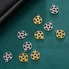 Lote de 5 dijes de pentagrama pequeños dijes colgante Wicca para pulsera collar joyería
