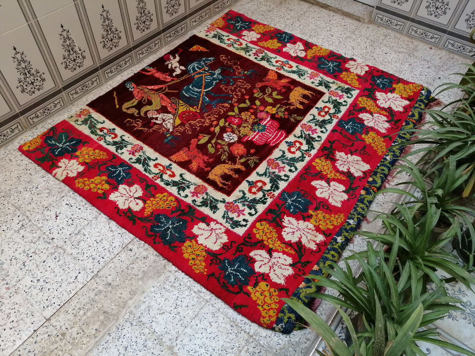 Vintage Handmade Moroccan Azilal Rug Beni Ourain Berbre Carpet Tribal Wool Rug