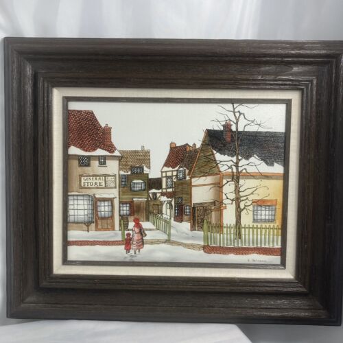 Vintage Hargrove Oil Painting Giclee General Store Americana 24 X 20 Framed Sign