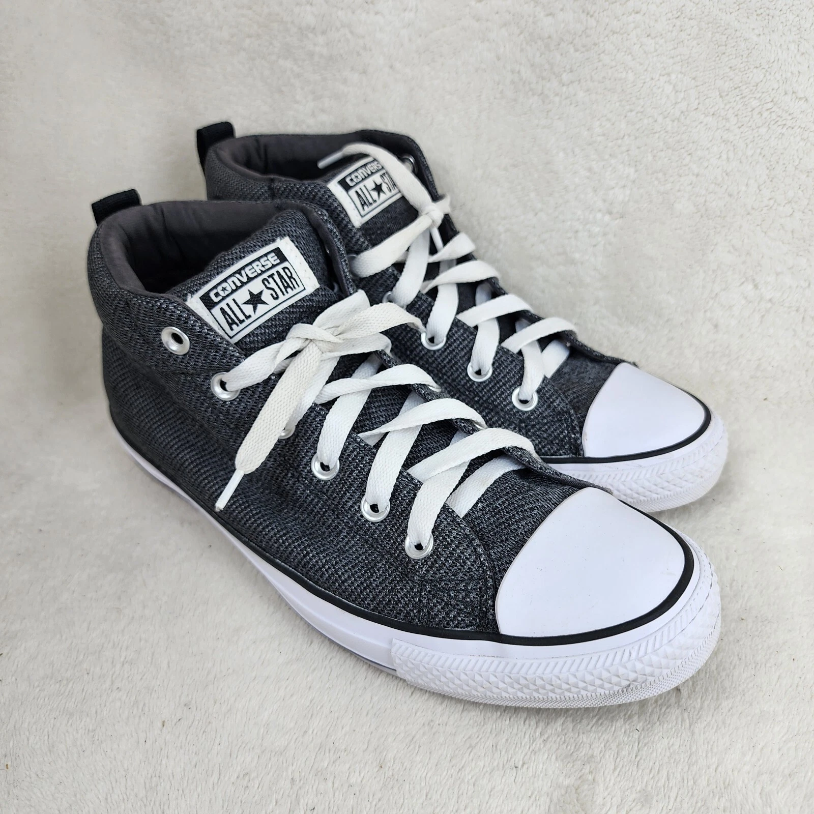 Scarpe da skate stringate Converse All Star mid top grigio tela taglia uomo 8 donna 10