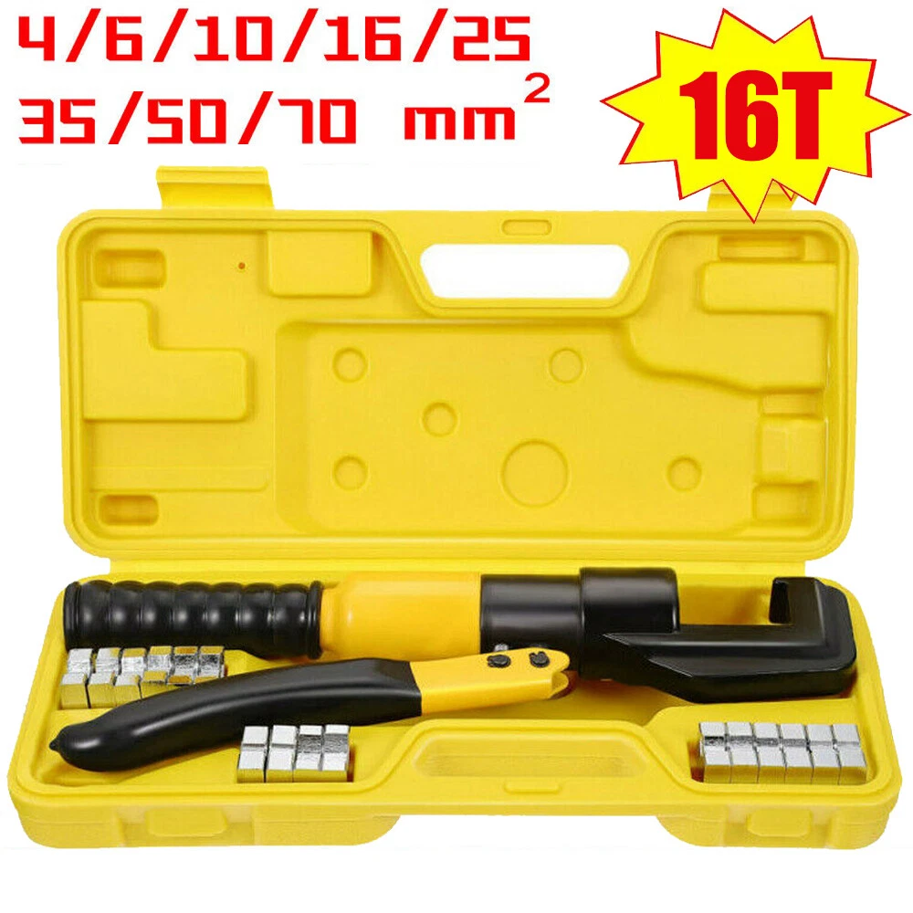 16 Ton 8 Dies Hydraulic Crimper Crimping Tool Wire Battery Cable