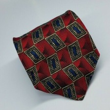 Robert Talbott Best of Class Silk Tie Red Blue Brown Geometric Men 57 x 3.5/8