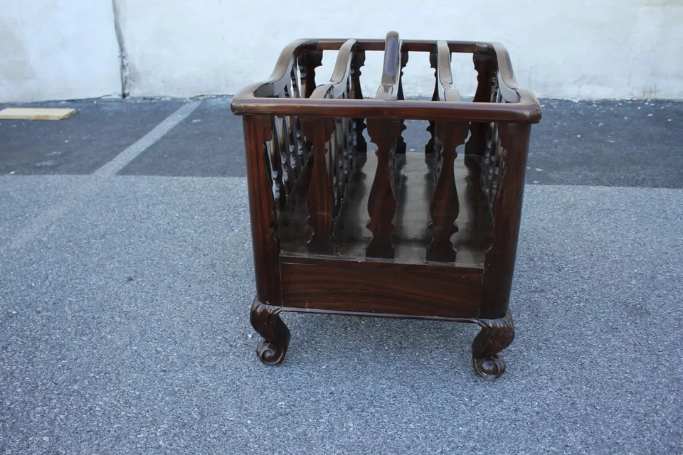 Delightful Solid Rosewood Carved Canterbury Magazine Rack with Drawer – Storage - Image 3 of 4