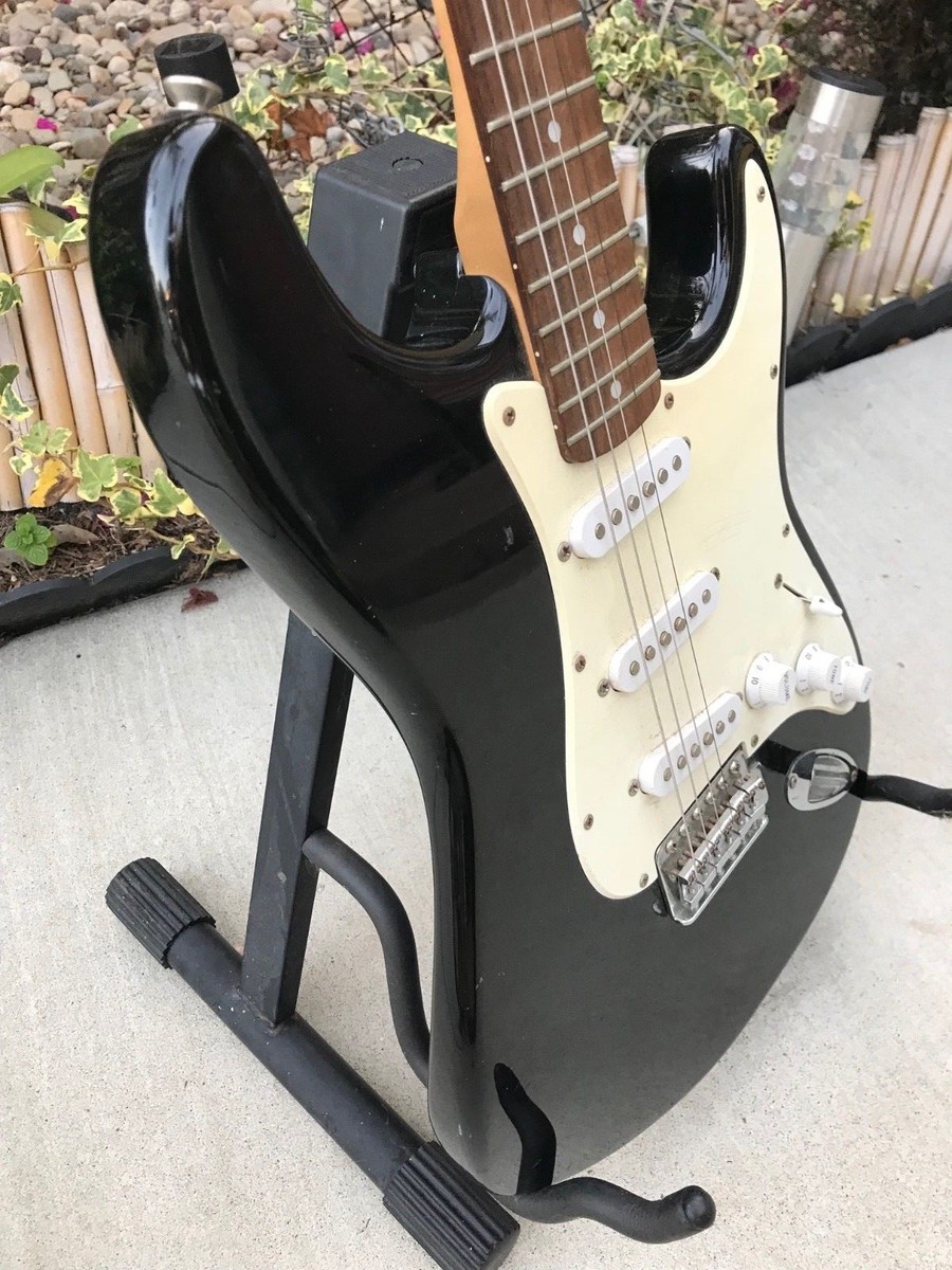 1990's/2000's Squier Strat Black W/White Pickguard Indonesian Made