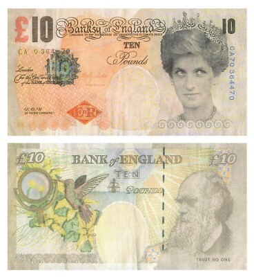 10 x BANKSY DI FACED TENNERS £10 TEN POUND PRINCESS DIANA REPLICA NOTES ...