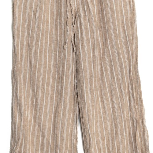 Briggs Mujer Beige y Blanco Talla M Rayas Mezcla de Lino Cintura Elástica Pierna Ancha - Imagen 4 de 8