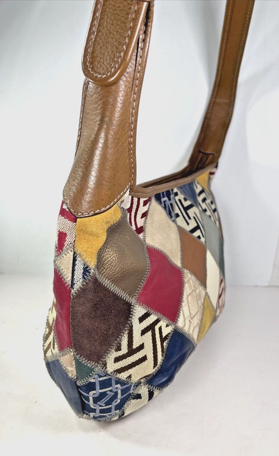 Tignanello Multi Color Suede Patchwork and Brown … - image 5