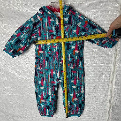 Patagonia Baby Sz 3-6 Month Reversible Puff-Ball Bunting Snowsuit Hood Blue Pink - Picture 17 of 18