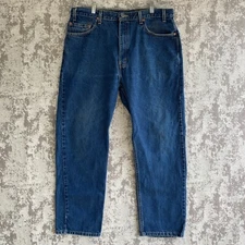 Levis Men 38 x 30 Jeans 505 Regular Fit Straight Leg Dark Wash Cotton Pants