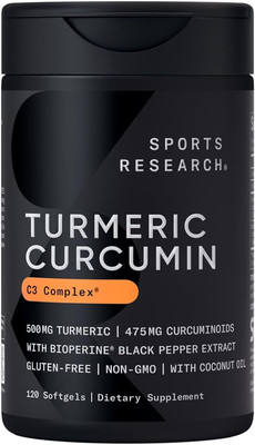 Sports Research Turmeric Curcumin C3 Complex - Softgels with Bioperine Black Pep
