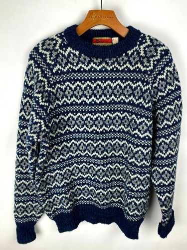 Blue Chunky Knit Fisherman Sweater Mens 