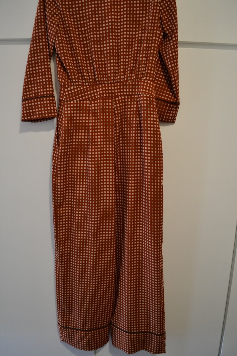ZARA NEW WOMAN LONG PRINTED PYJAMA STYLE JUMPSUIT BORDEAUX