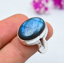 Natural Labradorite Gemstone 925 Sterling Silver Ring Handmade Jewelry Ring Gift
