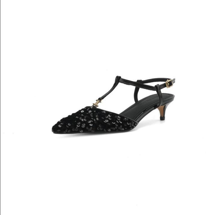 PANTOFOLA D’ORO Sandali slip on donna estate paillettes punta tacco gattino Mary Jane pompa festa