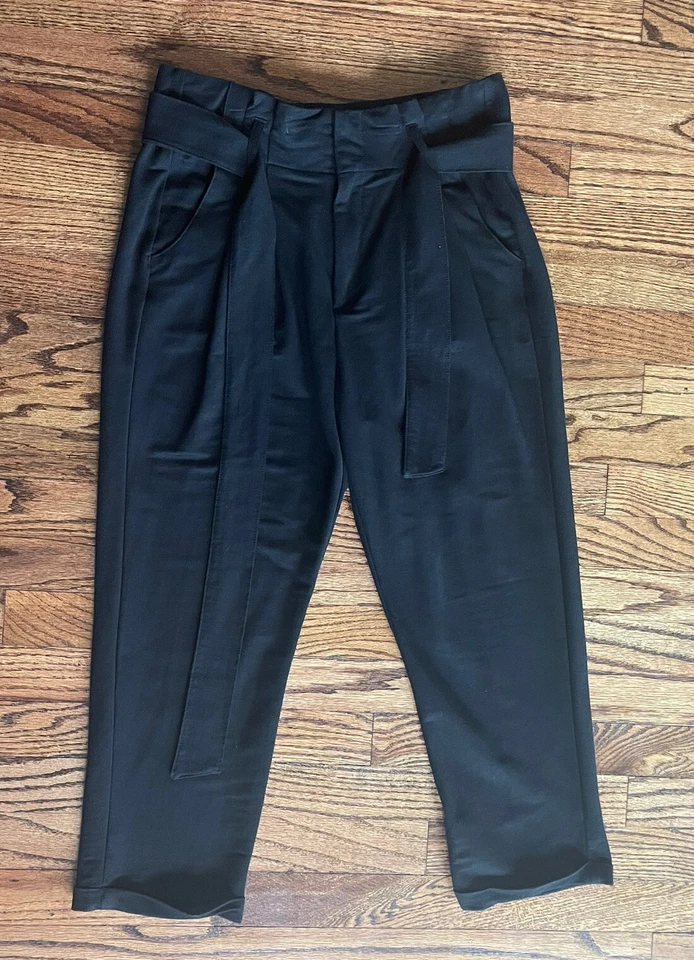 Indigo Rein бумажный мешок женщин брюки размер талии 29 по внутреннему шву 22 черный подол подпоясанный - Изображение 3 из 4