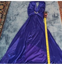 My Michelle Women's Blue Halter Evening Dress with Embellished Detail size S