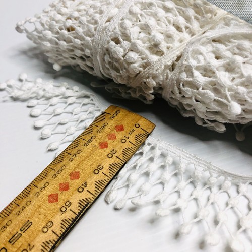 Vintage Lace Fabric Trim White Bobble Edging Cotton Ribbon Decorative Roll - Picture 2 of 5