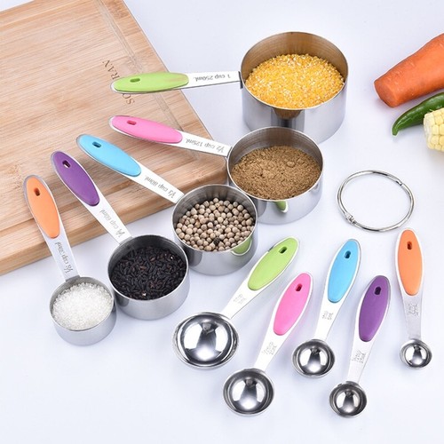 Stainless Steel Measuring Cups Spoons Set with Silicone Handle Storage - Picture 5 of 9