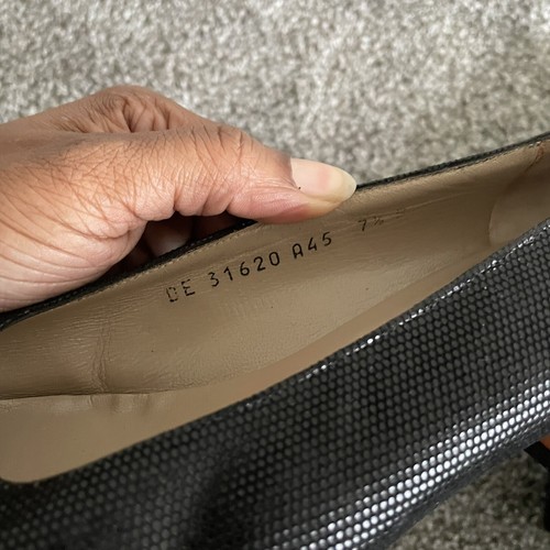 Vintage Salvatore Ferragamo Square Toe Heels Womens 7.5 Black Textured Slip On - Picture 11 of 11