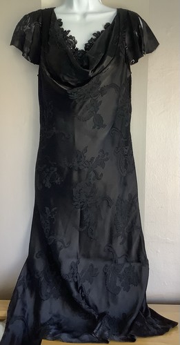 Laura Ashley Black Silk Mix Floaty Dress Size 14 - Picture 5 of 7