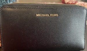 Michael Kors Jet Set Travel Black Leather Continental Wallet 35T7GTVE7L