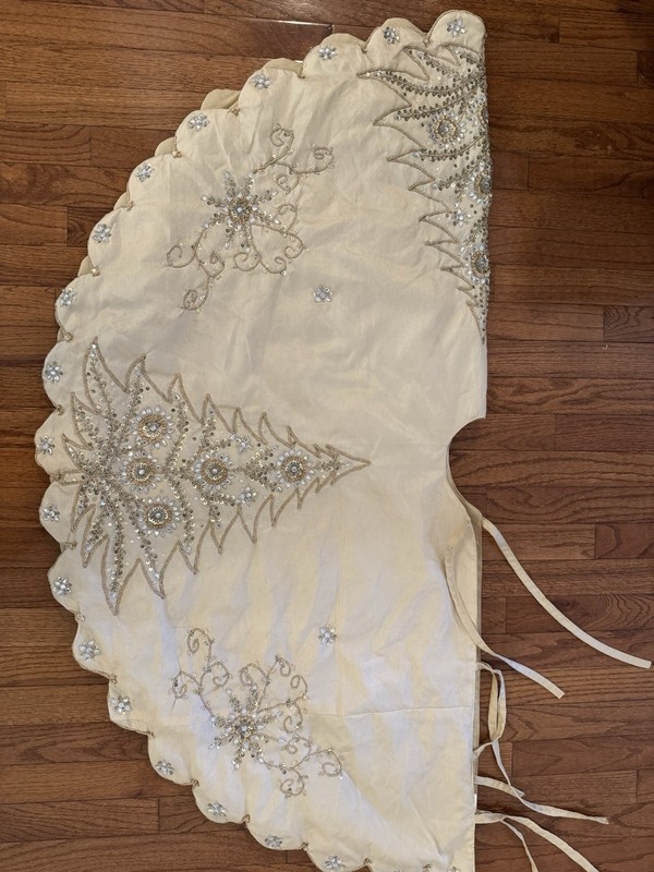 Pier One Imports Gold & Silver Sequin & Embroidered Tree Christmas Tree Skirt