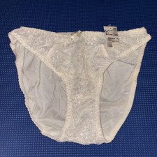 Vintage NWT Rene Rofe Ivory lace satin bikini pantie M/6