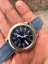 Seiko 5 SNK807K2 Military Blue Dial 7S26C Automatic Men's Field Watch Nylon Stra