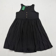 SheIn Tank Dress Womens L Black Scoop Neck Button Front Sundress Casual