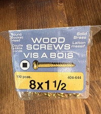 #8 x 1 1/2" Solid Brass Round Head Wood Screws Square Drive Qty 100