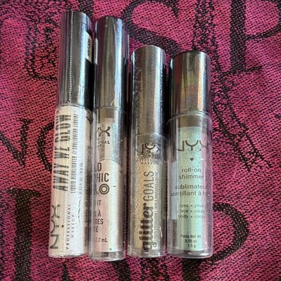 NYX Liquid Shimmer Highlighter Lot of 4 Fairy Dust, Oui Out, Sea Foam 0.22