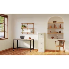 18 In. D 4-Drawer Pearl White Metal Smart Letter Width 14.25 In. W Vertical F...