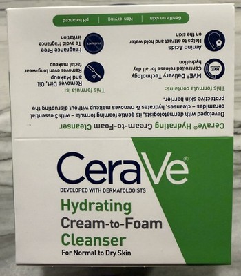 CeraVe Hydrating Cream-to-Foam Cleanser - Normal To Dry Skin 1oz x15 Travel Size