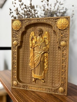 Archangel Gabriel wall wood personalized art  modern christian housewarming gift