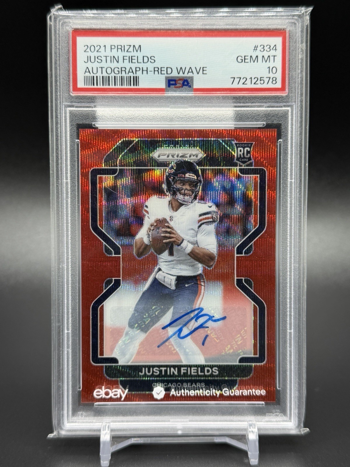 2021 Panini Prizm - Justin Fields #334 Red Wave Prizm Auto /149 PSA 10 💎